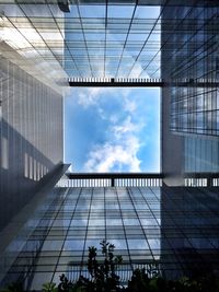 Low angle view of skyscraper against sky