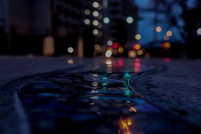 Surface level of road at night
