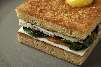 High angle view of breakfast served in plate