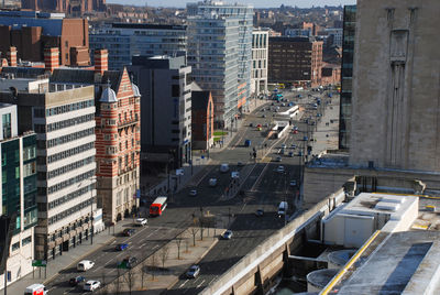 The strand running along the waterfront in liverpool, uk