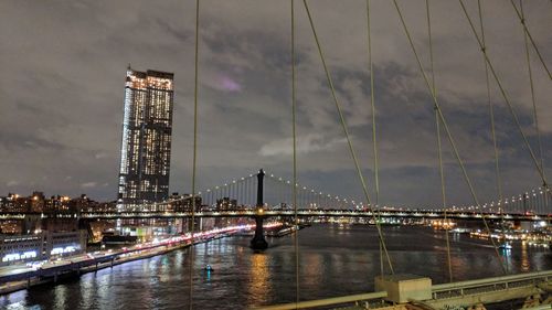 Bridge over river with buildings in background