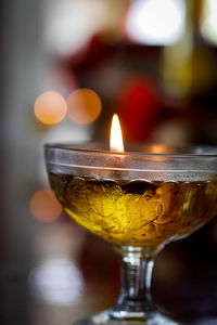 Close-up of wine glass on table