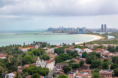 High angle view of cityscape against sky