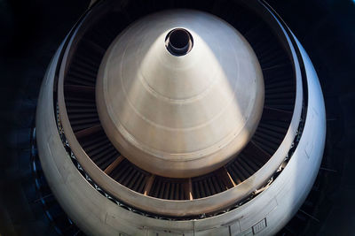 Low angle view of airplane engine