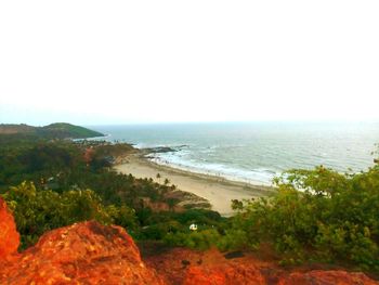 Scenic view of sea against clear sky