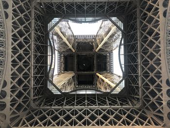 Low angle view of ceiling of eiffel tower 