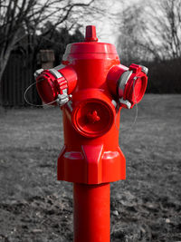 Close-up of fire hydrant on field