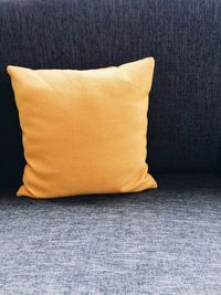 High angle view of sofa on table