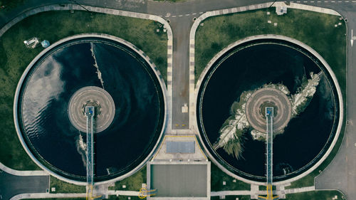 Aerial shot of a water treatment plant

