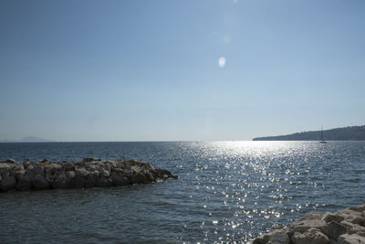 Scenic view of sea against clear sky