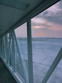 View of sea from airplane window