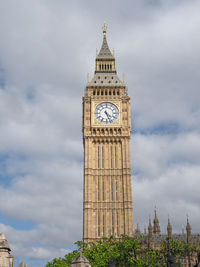 Low angle view of big ben against sky