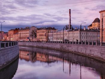 View of buildings against cloudy sky
