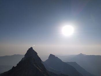 Scenic view of silhouette mountains against clear sky