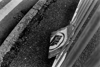 High angle view of wet car on road