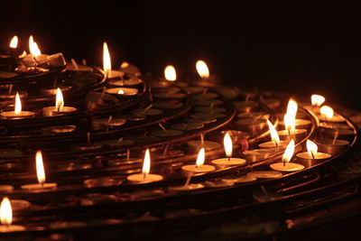 Close-up of burning candles