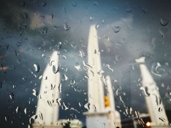 Close-up of wet window in rainy season