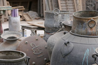 Close-up of old machine part