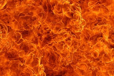 Close-up of orange fire against black background