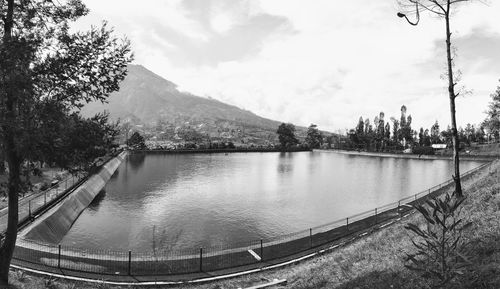 Scenic view of lake against sky