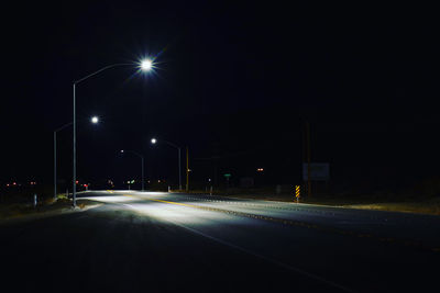 Light trails on road at night