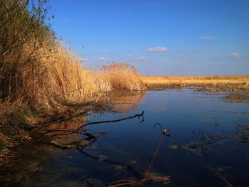 Scenic view of lake against sky