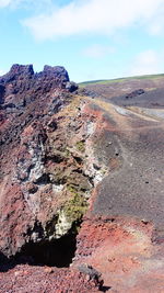 Scenic view of volcanic landscape against sky