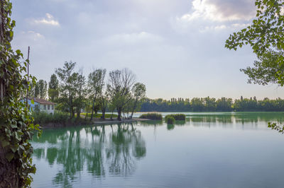 Scenic view of lake against sky