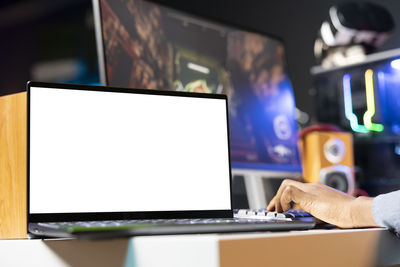 Close-up of laptop on table