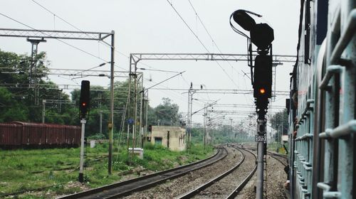 Railroad tracks against sky