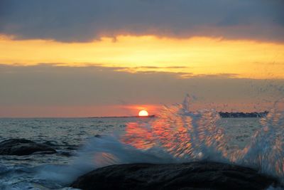 Scenic view of sea during sunset