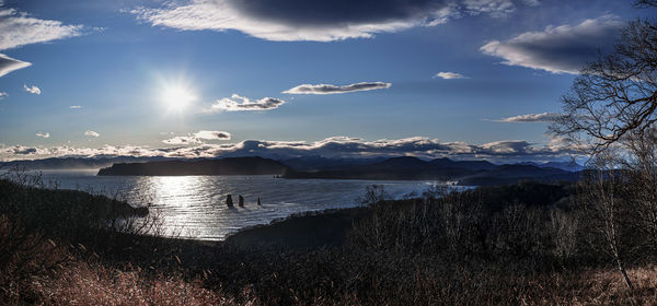 Scenic view of lake against sky