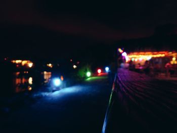 Light trails on road at night