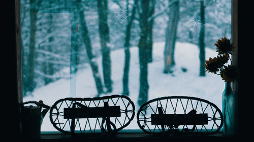 Silhouette of bicycle in winter