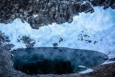 Scenic view of waterfall