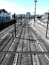 Railway tracks in city