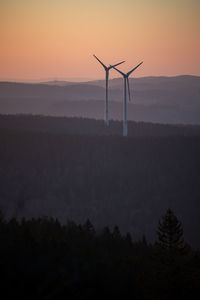 Windmills in he black forest in sunrise