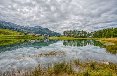 Scenic view of lake against sky