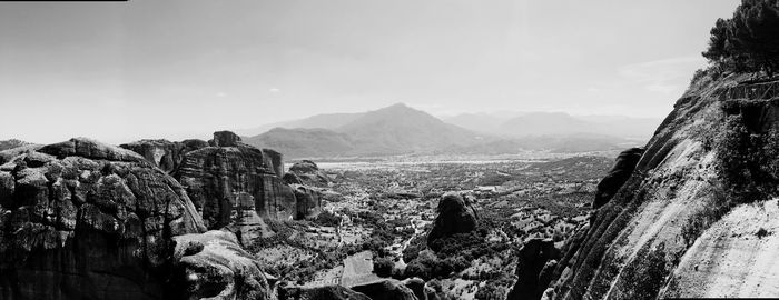 Panoramic view of rocky mountains against sky