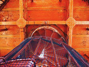 Low angle view of netting under blackpool tower