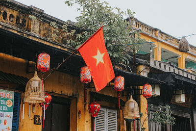 Low angle view of vietnamese flag