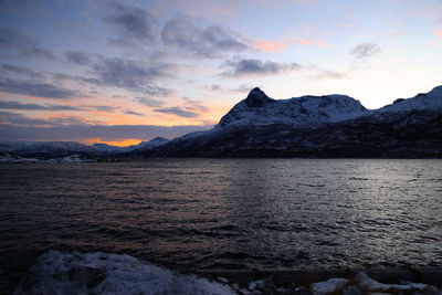 Scenic view of sea against sky during sunset