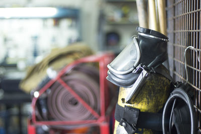 Close-up of equipment at workshop