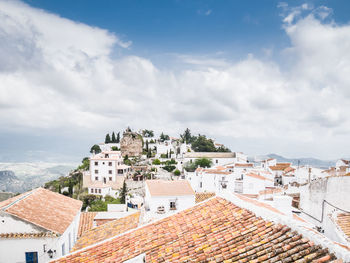 High angle view of townscape against sky