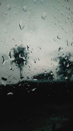 Close-up of raindrops on glass window