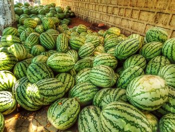 High angle view of fruits for sale