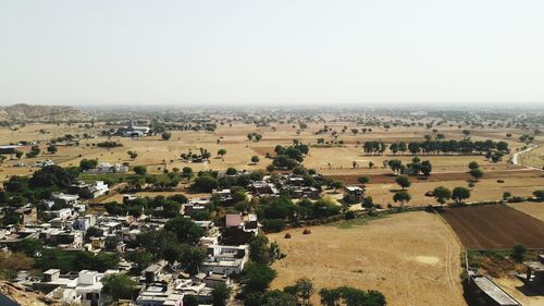 High angle view of landscape against clear sky