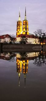 Reflection of building in water