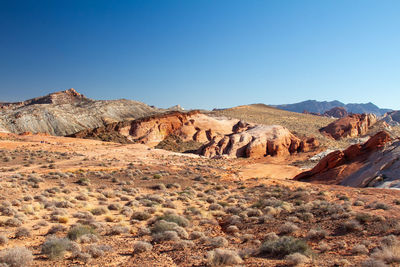 Scenic view of mountains against clear sky