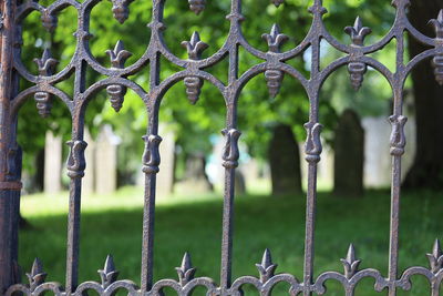 Close-up of metal fence